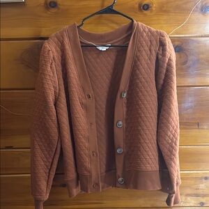 Time and Tru Brown Cable-Knit Cardigan Sweater